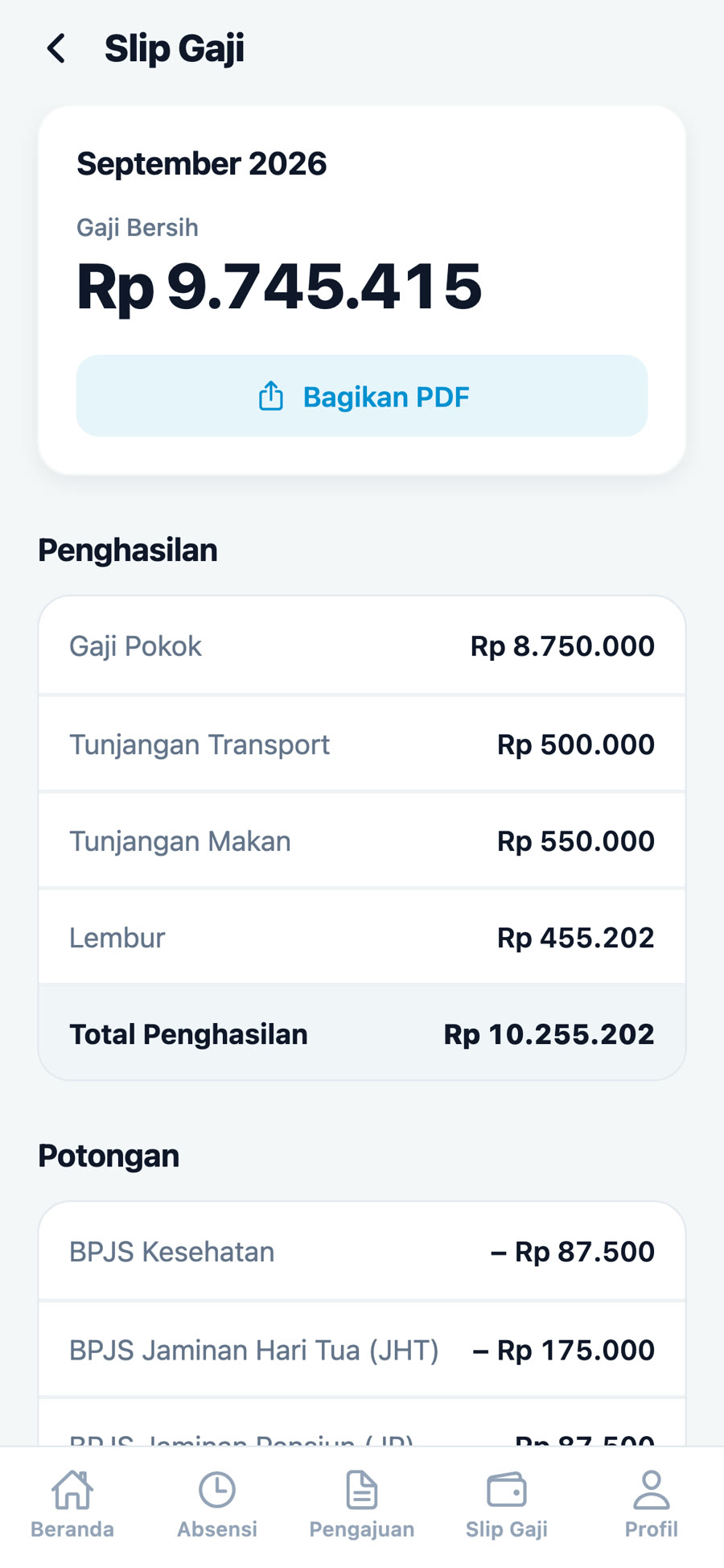 Slip gaji Oktober di aplikasi karyawan Interwise